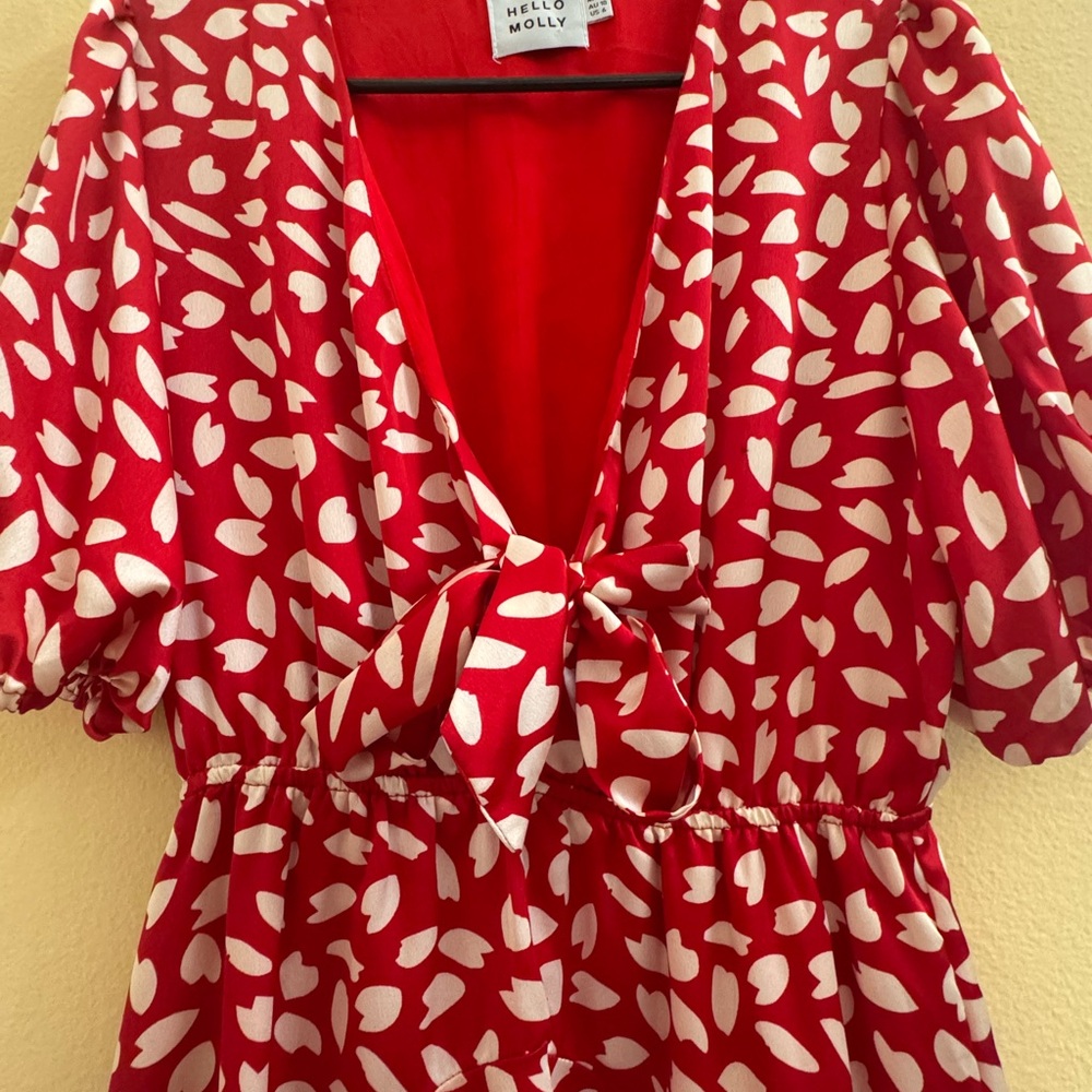 Hello Molly Red And White Patterned Mini Dress - image 3